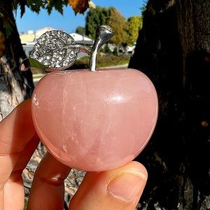 Rose Quartz Apple Carving